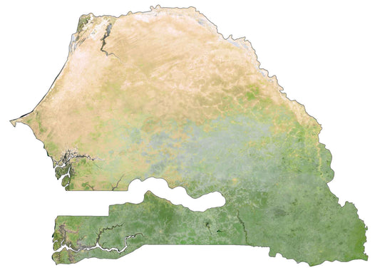 Senegal Satellite Map Glossy Poster Picture Photo Print Banner  Conversationprints