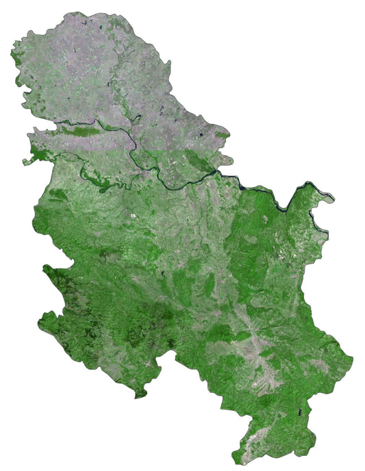 Serbia Satellite Map Glossy Poster Picture Photo Print Banner  Conversationprints