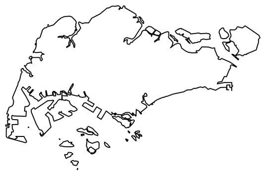 Singapore Blank Outline Map Glossy Poster Picture Photo Print Banner  Conversationprints