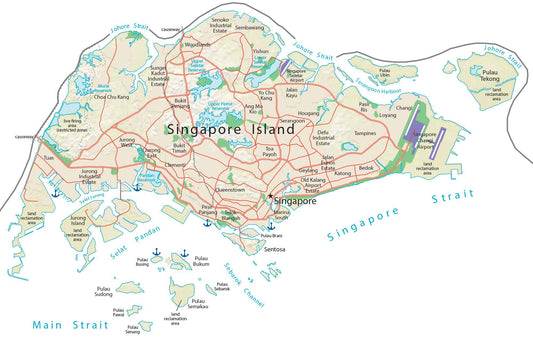 Singapore Physical Map Glossy Poster Picture Photo Print Banner  Conversationprints