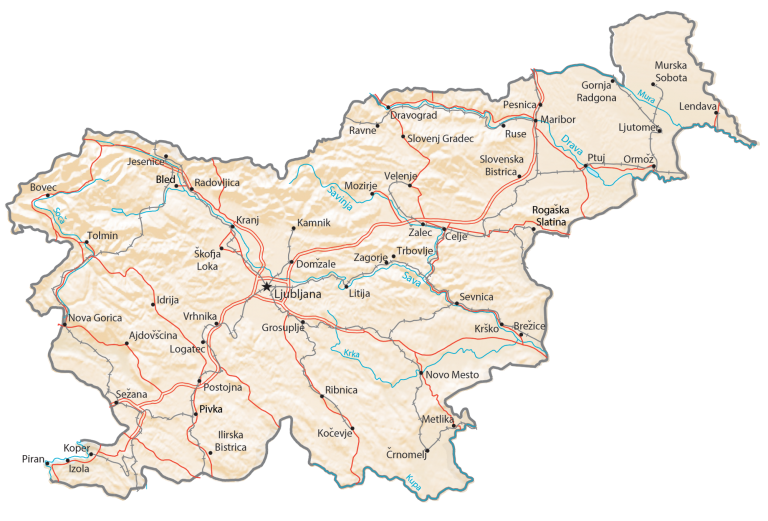 Slovenia Physical Map Glossy Poster Picture Photo Print Banner  Conversationprints