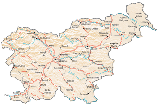 Slovenia Physical Map Glossy Poster Picture Photo Print Banner  Conversationprints