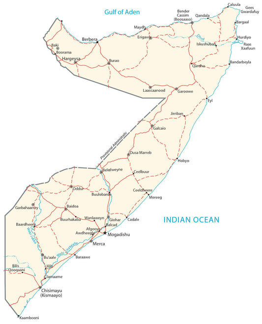Somalia City Road Map Glossy Poster Picture Photo Print Banner  Conversationprints