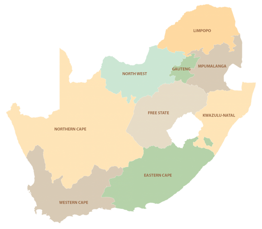 South Africa Regions Province Map Glossy Poster Picture Photo Print Banner  Conversationprints