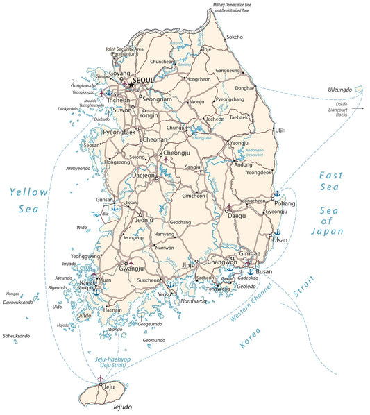 South Korea City Road Map Glossy Poster Picture Photo Print Banner  Conversationprints