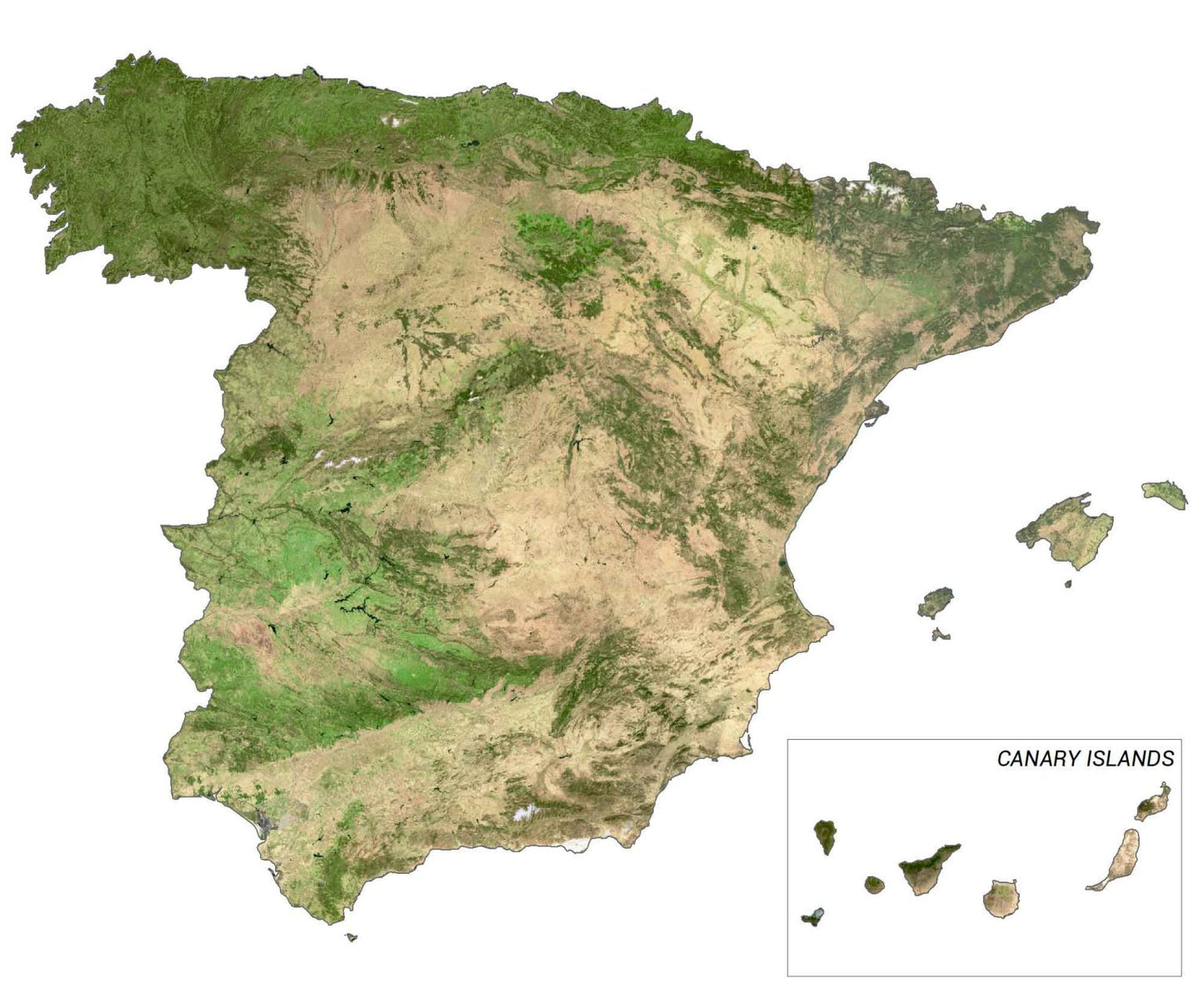 Spain Satellite Map Glossy Poster Picture Photo Print Banner  Conversationprints