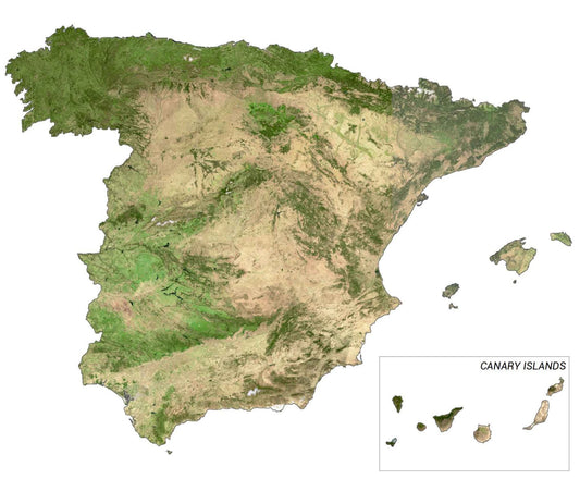 Spain Satellite Map Glossy Poster Picture Photo Print Banner  Conversationprints