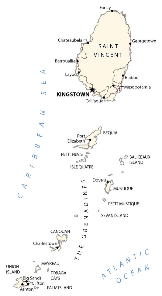 St Vincent And Grenadines City Map Poster Picture Photo Print Banner  Conversationprints