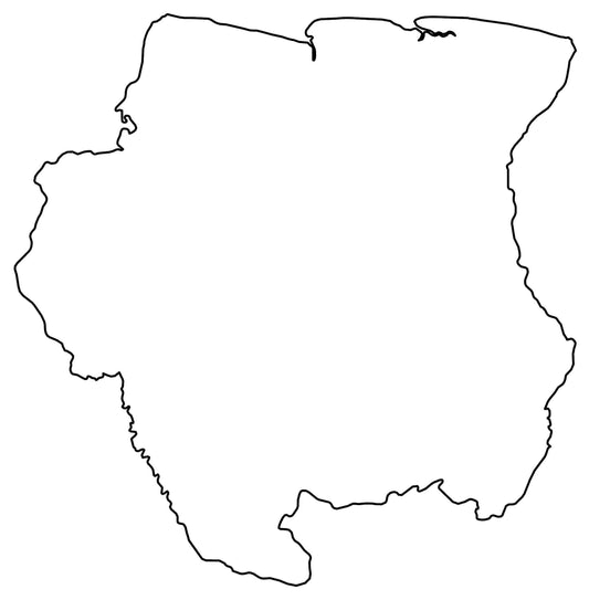 Suriname Blank Outline Map Glossy Poster Picture Photo Print Banner  Conversationprints