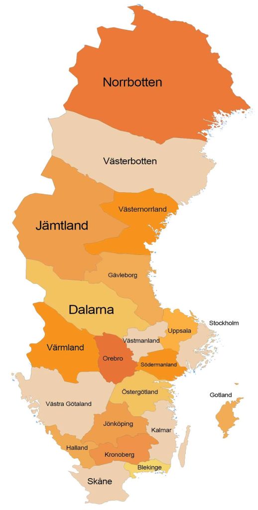 Sweden Counties Province Map Glossy Poster Picture Photo Print Banner  Conversationprints