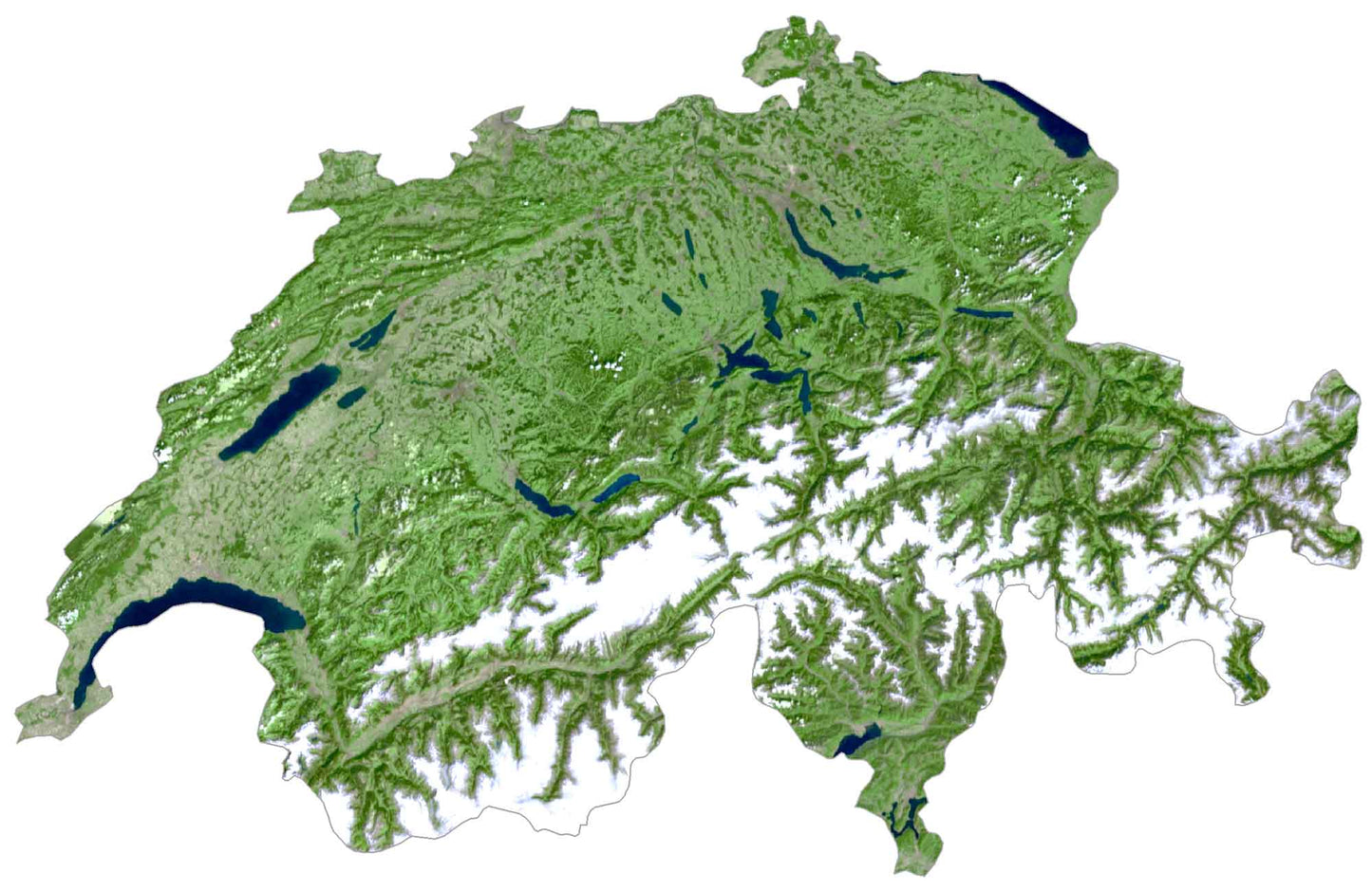 Switzerland Satellite Map Glossy Poster Picture Photo Print Banner  Conversationprints