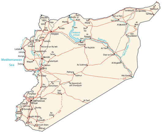 Syria City Road Map Glossy Poster Picture Photo Print Banner  Conversationprints