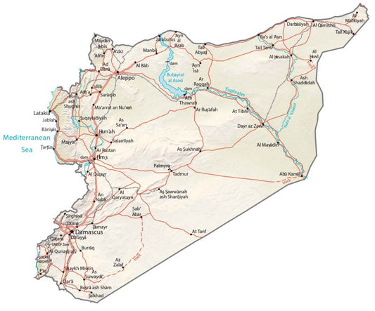 Syria Physical Map Glossy Poster Picture Photo Print Banner  Conversationprints