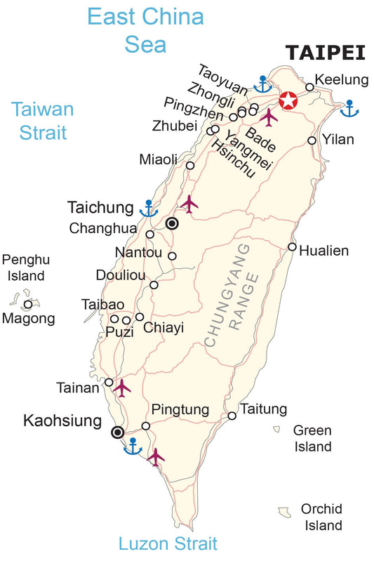 Taiwan City Road Map Glossy Poster Picture Photo Print Banner  Conversationprints