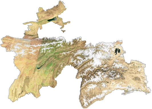 Tajikistan Satellite Map Glossy Poster Picture Photo Print Banner  Conversationprints