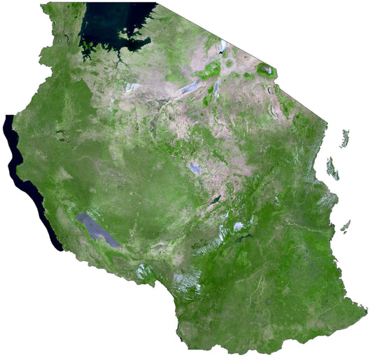 Tanzania Satellite Map Glossy Poster Picture Photo Print Banner  Conversationprints