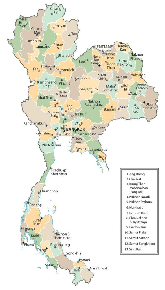 Thailand Province Map Glossy Poster Picture Photo Print Banner  Conversationprints