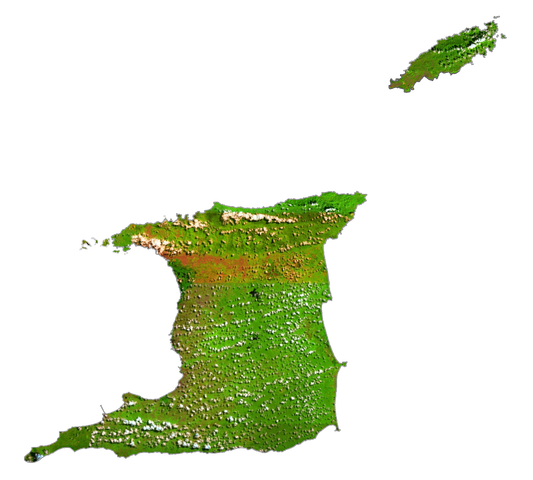 Trinidad And Tobago Satellite Map Glossy Poster Picture Photo Print Banner  Conversationprints