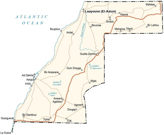 Western Sahara City Road Map Glossy Poster Picture Photo Print Banner  Conversationprints