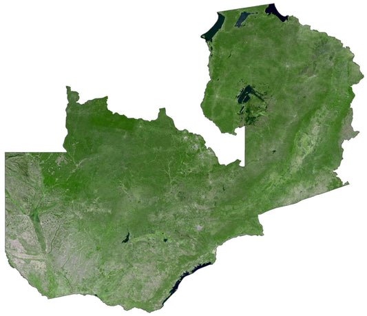 Zambia Satellite Map Glossy Poster Picture Photo Print Banner  Conversationprints