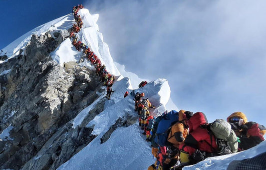 Mount Everest Climber Traffic Glossy Poster Picture Photo Print Banner  Conversationprints