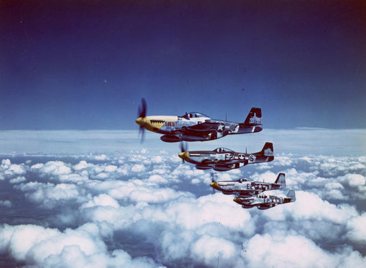 P-51 Mustang Fighters Flying Glossy Poster Picture Photo Print Banner  Conversationprints