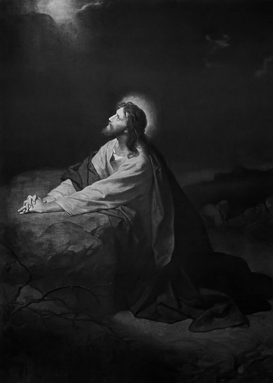 Jesus In Gethsemane Black & White Glossy Poster Picture Photo Print Banner  Conversationprints