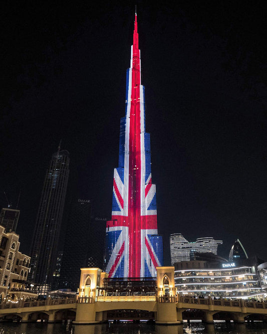 Burj Khalifa Uk Flag Glossy Poster Picture Photo Print Banner  Conversationprints