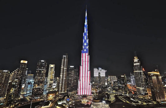 Burj Khalifa Usa Flag Glossy Poster Picture Photo Print Banner  Conversationprints