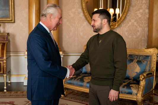 Zelenskyy King Charles Handshake Glossy Poster Picture Photo Print Banner  Conversationprints
