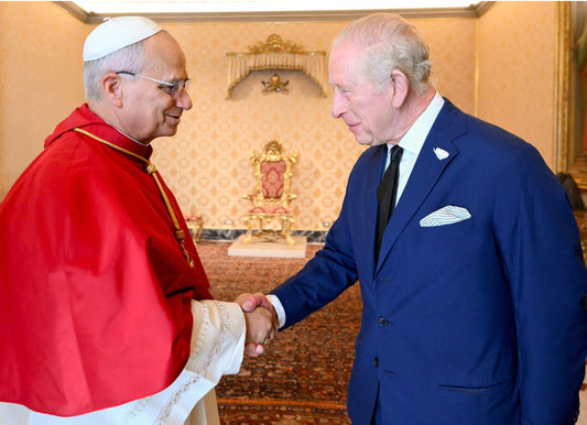 Pope Leo King Charles Handshake Glossy Poster Picture Photo Print Banner  Conversationprints