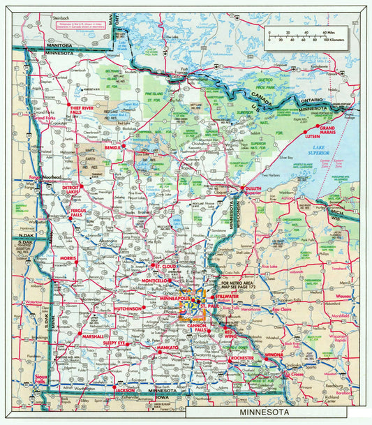 Minnesota State Road Map Glossy Poster Picture Photo Banner Political Conversationprints