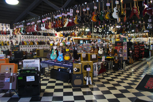 Electric Guitar Store Glossy Poster Picture Photo Banner Print Conversationprints