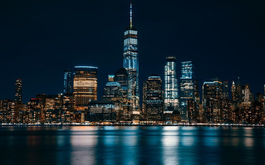 Manhattan New York City Skyline Night Wtc Glossy Poster Picture Photo Print Conversationprints