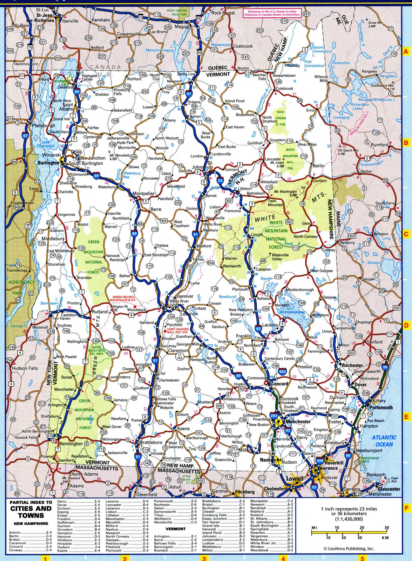 VERMONT STATE ROAD HIGHWAY MAP GLOSSY POSTER PICTURE PHOTO city county Montpelier