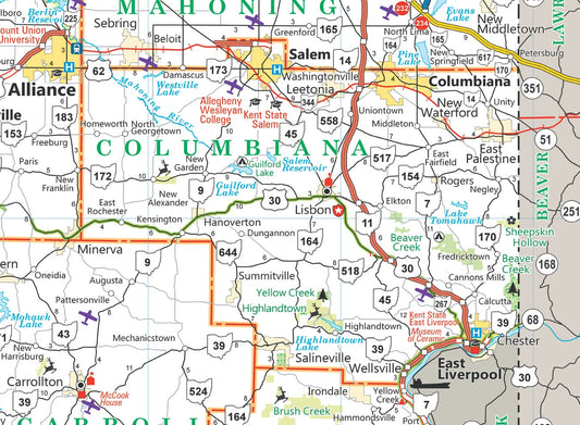 Columbiana County Ohio Map Poster Picture Photo Print Banner East Palestine Conversationprints